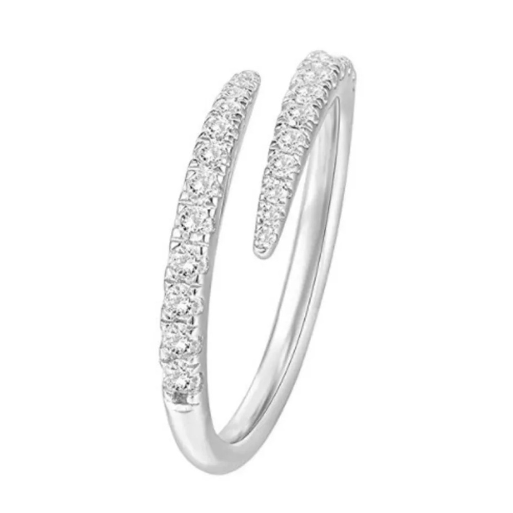 Women Fashion  Silver Drill Zirconia Open Band Ring